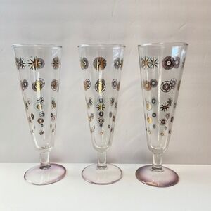 Dorothy Thorpe Glama Sinclair Atomic Star pilsner glasses Set of 3